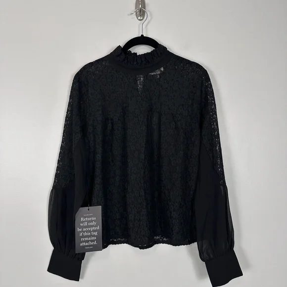 TUCKERNUCK Black Lace Rosalee Blouse NEW